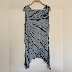 Soft Surroundings Blue Tie-Dye Sleeveless Tunic Tank Top, Size Large, Flowy Soft
